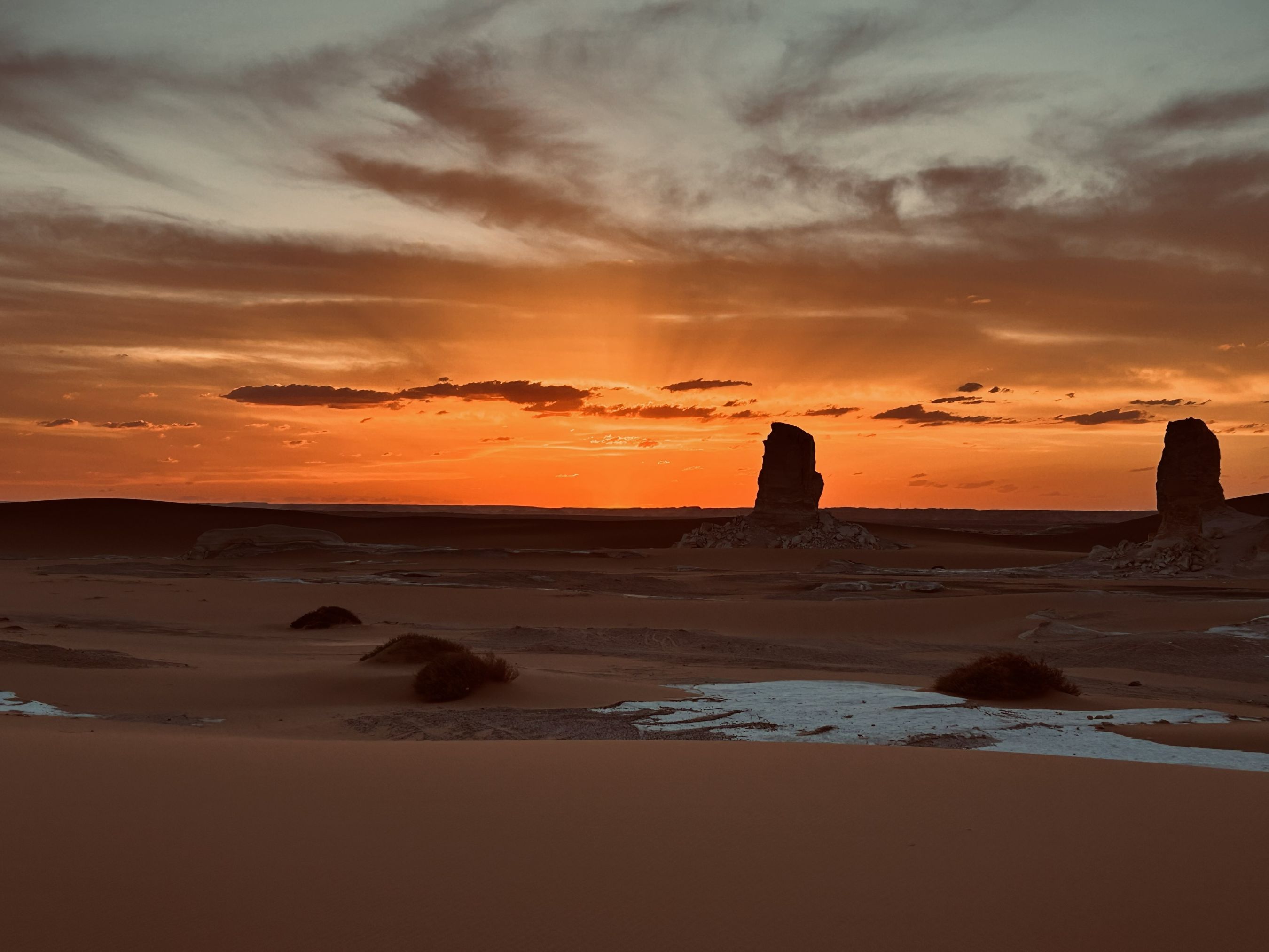 Desert formations glowing at sunset
